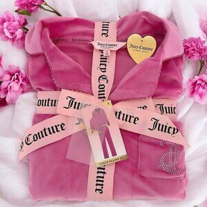 Juicy Couture Pink Velour Top & Pants 2 piece Pajama Gift Set Size Small NWT